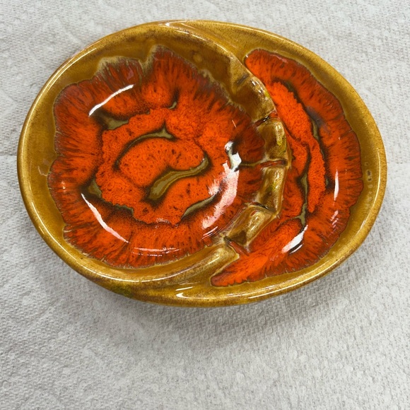 Cal Style Other - Vintage MCM Cal Style Ashtray Trinket Jewelry Dish Orange Brown Smoking Collect
